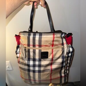 Burberry Nova Check Lined Red/Beige Nylon Tote Bag